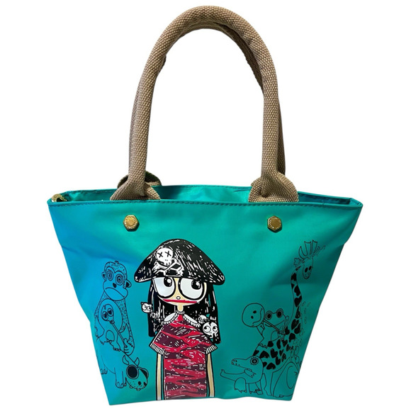 Marc By Marc Jacobs Miss Marc Hand Bag Teal Pirate Girl Nylon Small Tote - Picture 1 of 11